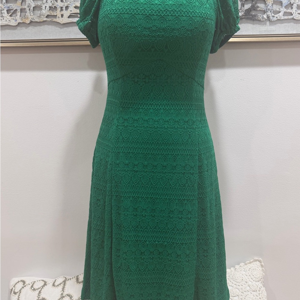 Kensie Emerald Green Lace Midi Dress